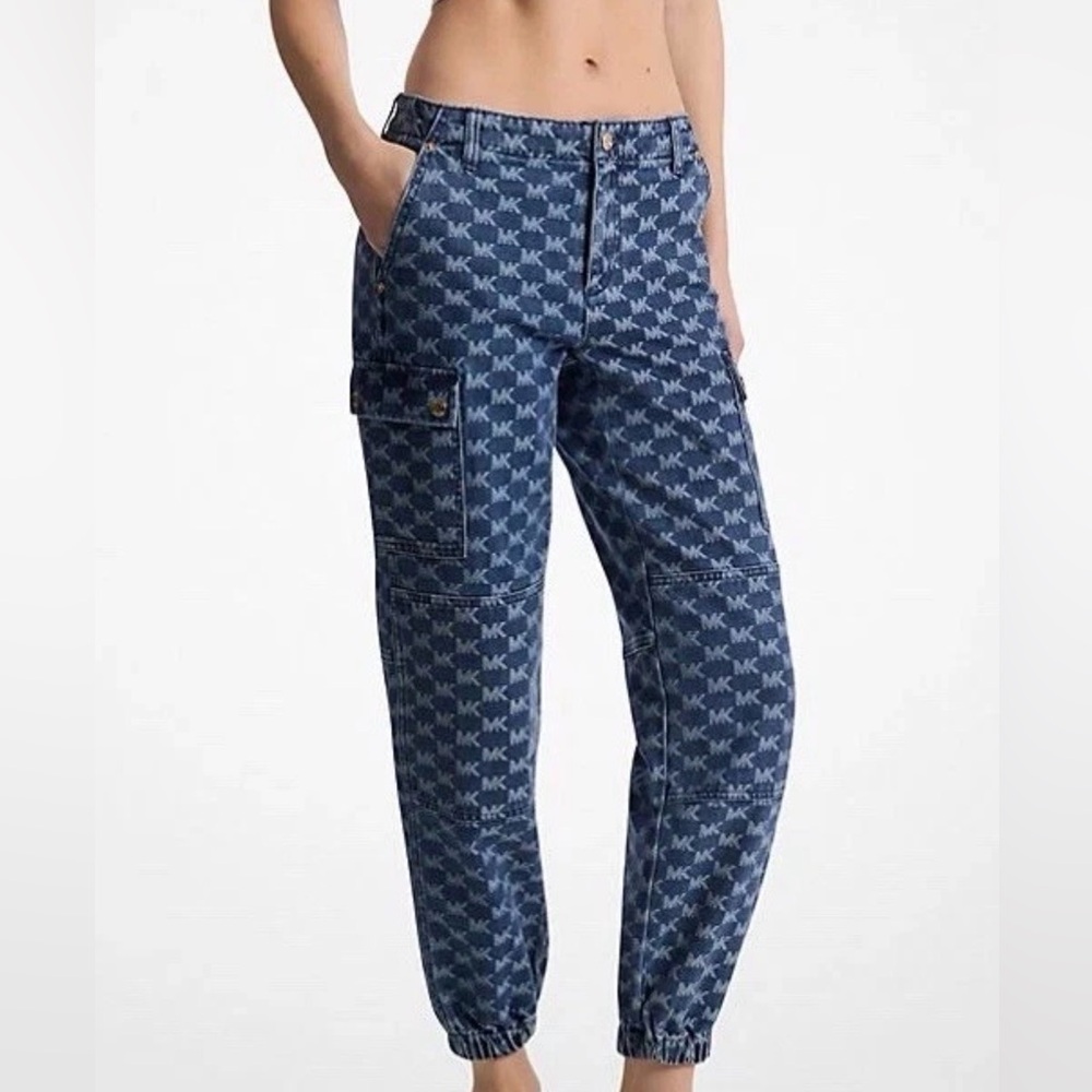Michael Kors Navy MK Logo Jeggings Size 2 NWT